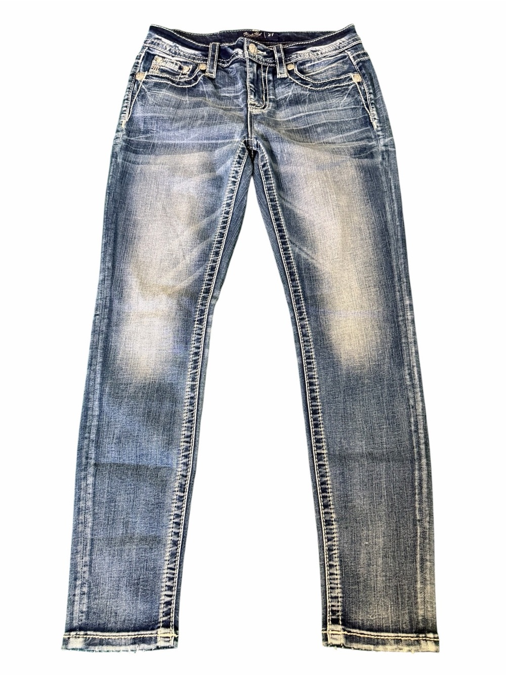 Miss Me Los Angeles Mid Rise Skinny Jeans Women’s Size 27 Medium Wash Distressed